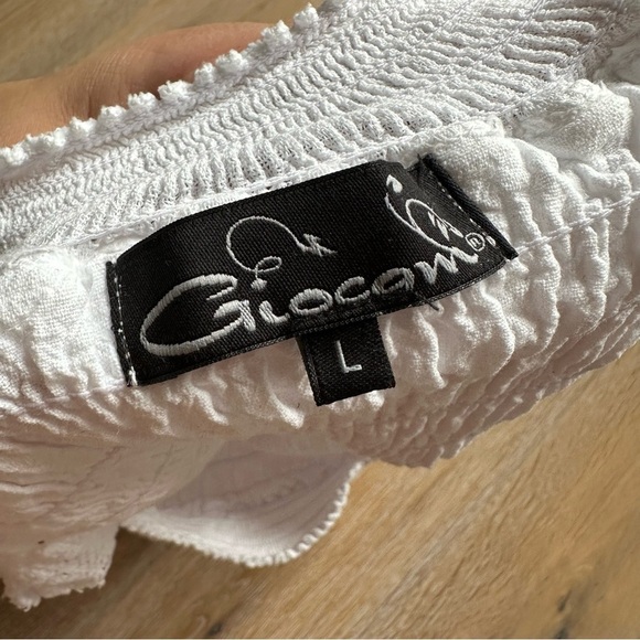 Giocam White Off The Shoulder Summer Vacation Ruffle Top 100% Cotton - Large - Picture 12 of 16